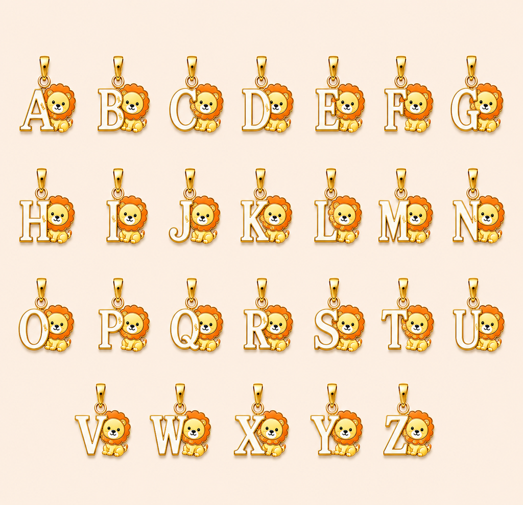 Lion Initial Pendant