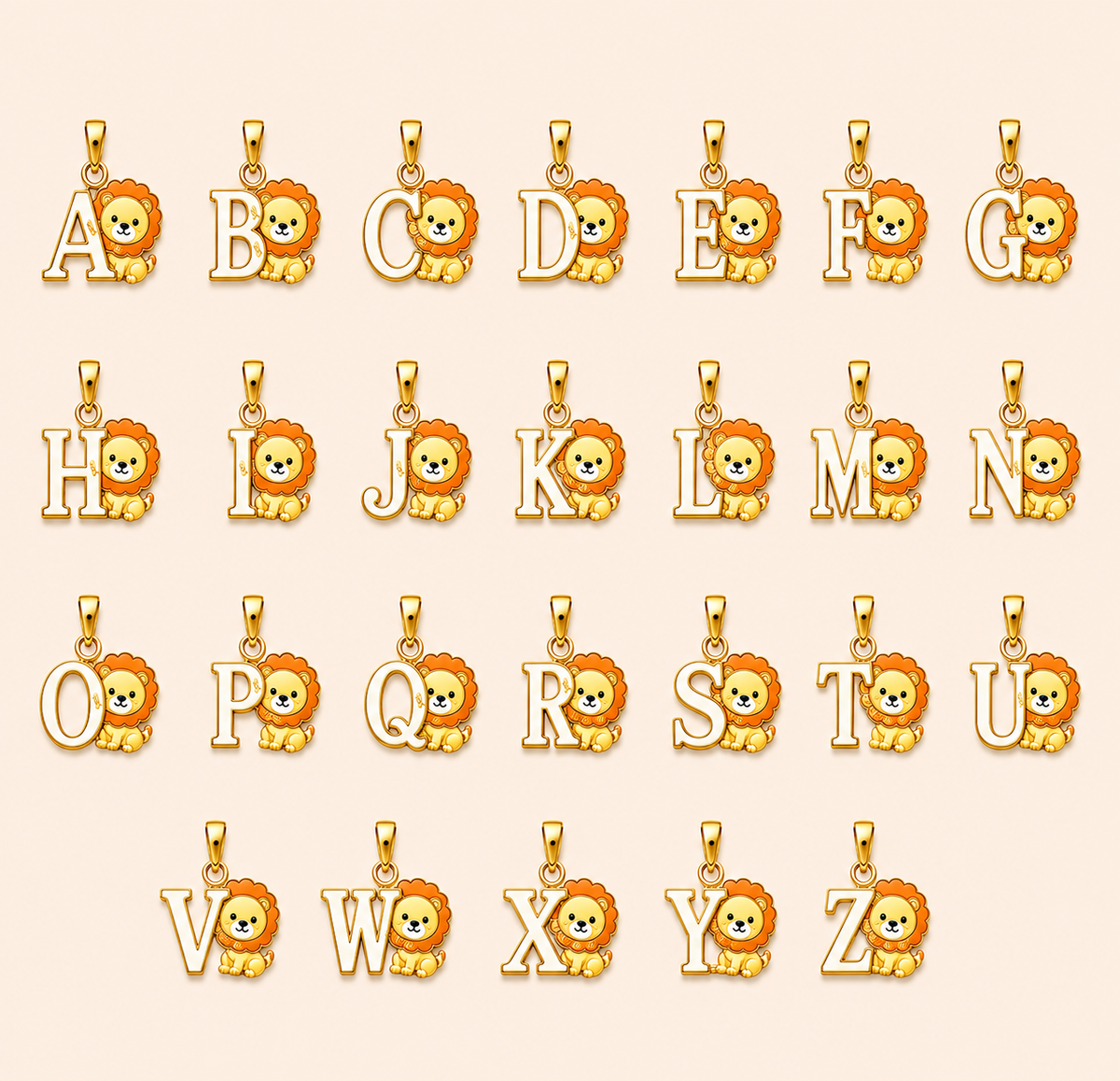 Lion Initial Pendant