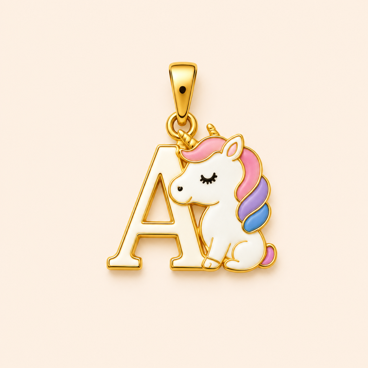 Unicorn Initial Pendant