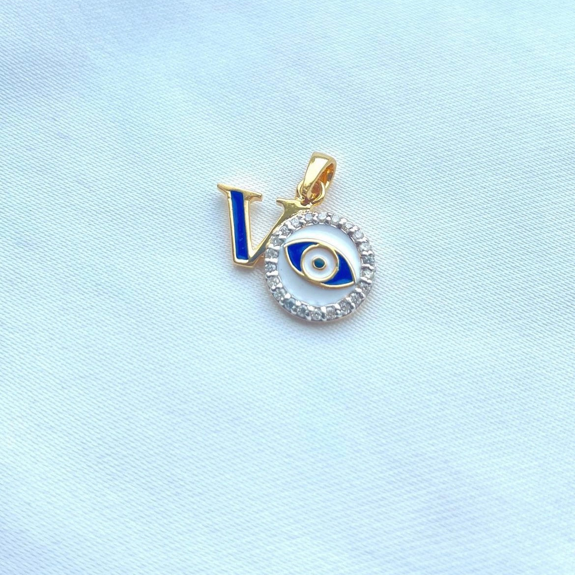 Blue Evil Eye Initial Pendant