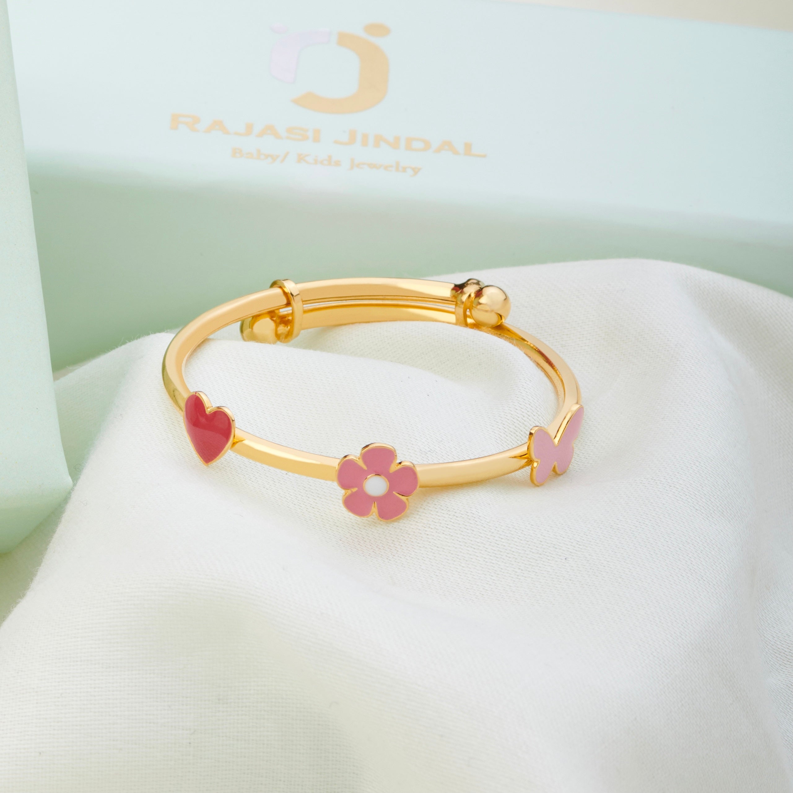 Blossom Silver Adjustable Bangle (Heart/Floer/Butterfly)